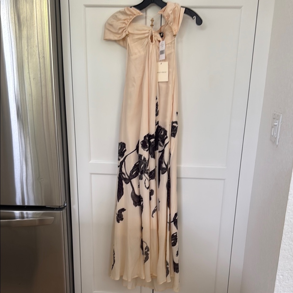 Cream and Black Maxi Dress with Elegant Design